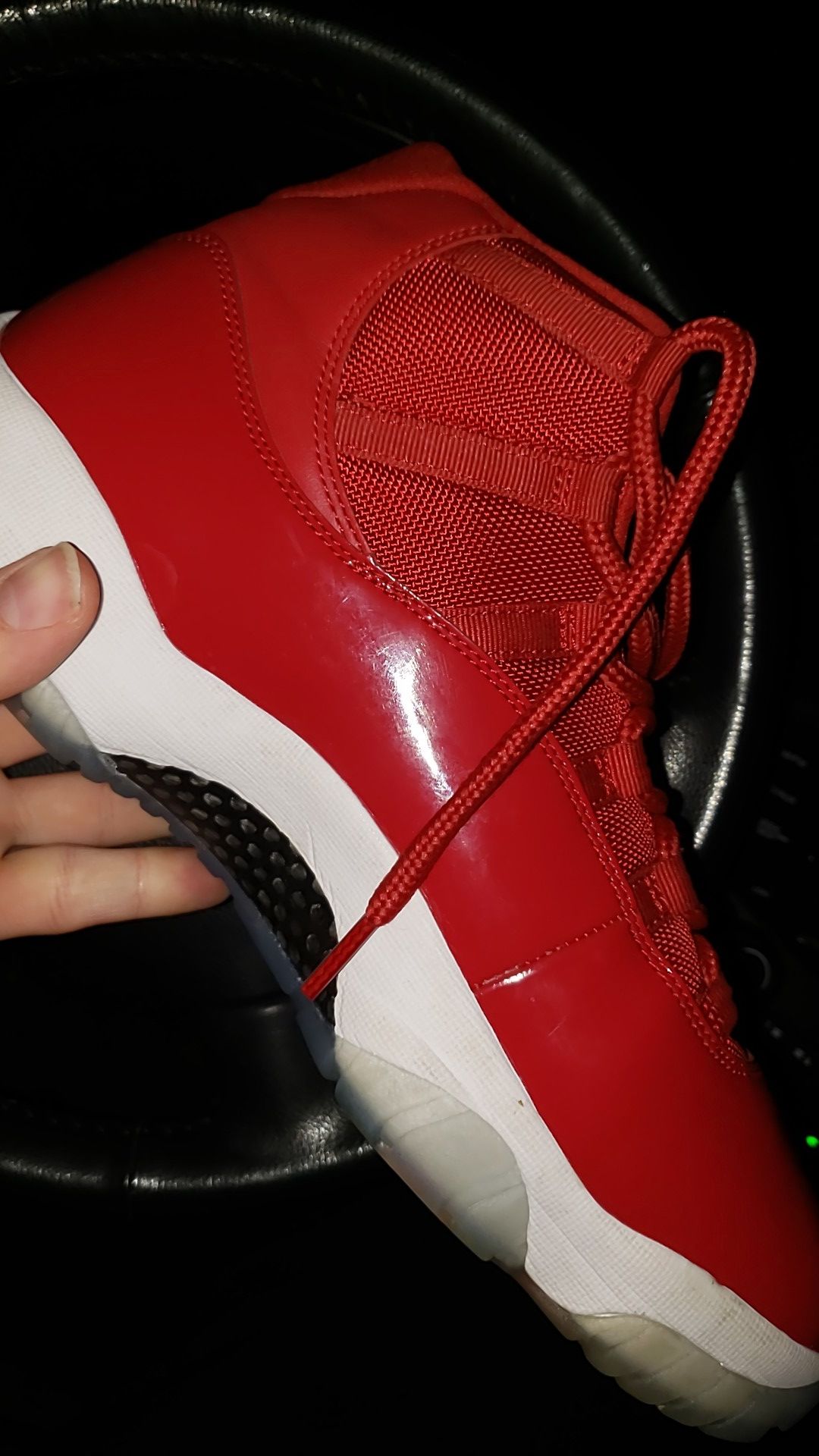 Size 12. Jordan Retro 11 Varsity Red Great Condition, Barley worn. NO BOX.