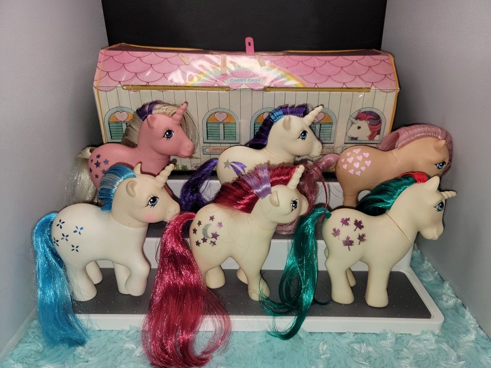 VINTAGE MY LITTLE PONY G1 LOT ORIGINAL RAINBOW PONIES STABLE CARRY CASE