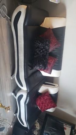 3-Piece Black & White Sofa Set + Glass Coffee Table