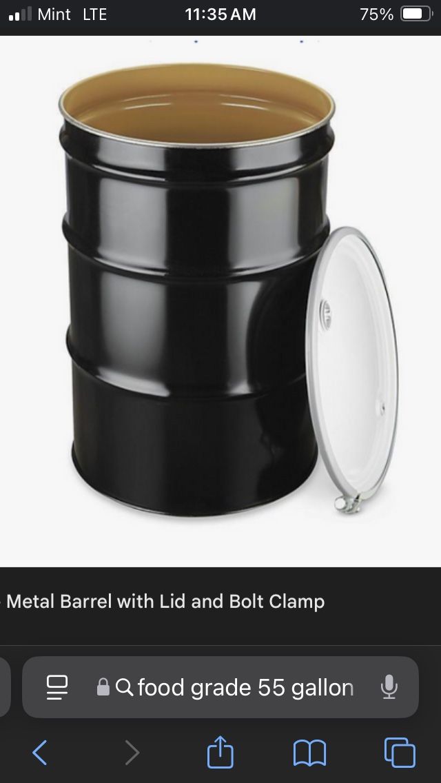 55 Gal Steel Drum W/lid Used Food