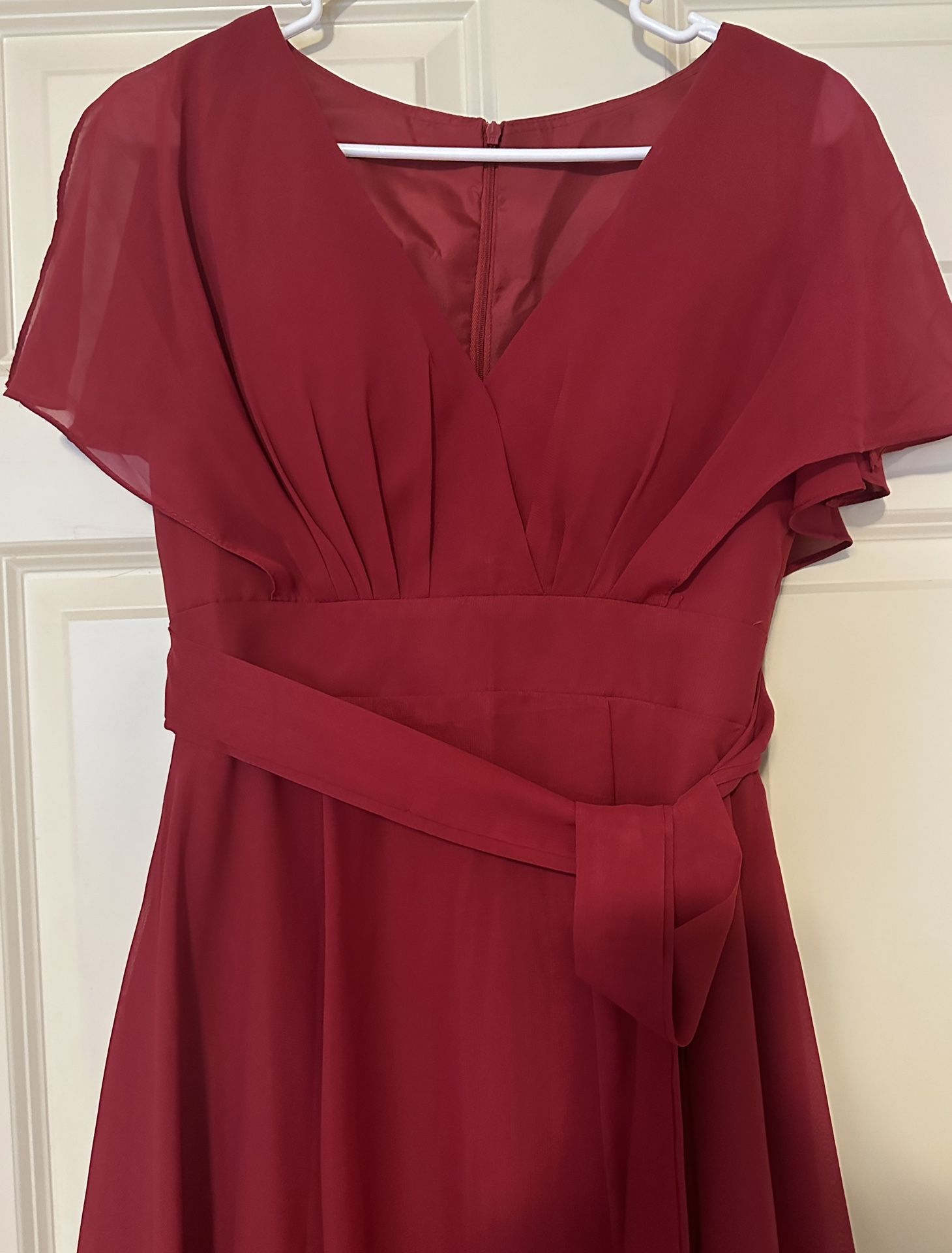Chiffon/Satin Burgundy Dress - Size 0