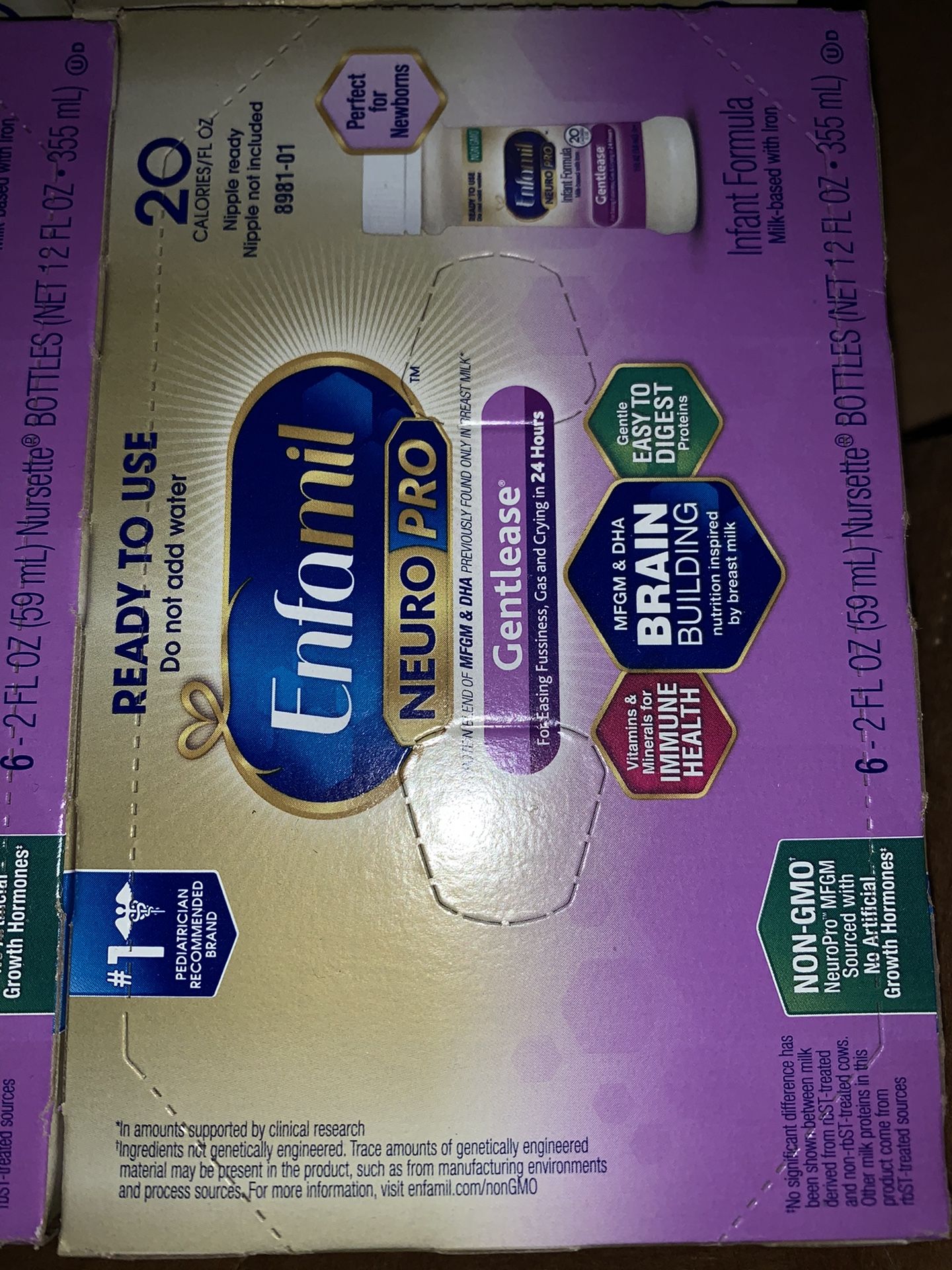 Gentlease enfamil Liquid ready to use 48pack. 2oz each bottle