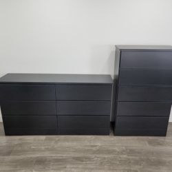 BLACK DRESSER AND CHEST _ CÓMODA Y GAVETERO COLOR NEGRO 