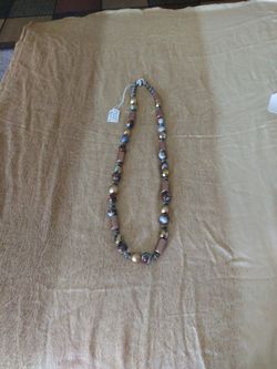 Heavy Thick Beaded Necklace Copper Warm Colors