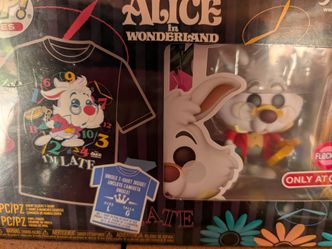Funko Pop Tees: Alice in Wonderland - White Rabbit Flocked Exclusive Size L
