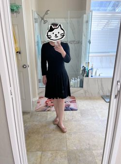 Express Size M Black Fit-and-Flare Dress with High-Low Hem