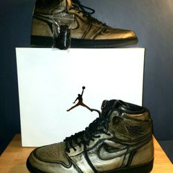 Size - 14 Air Jordan 1 Wings, AA2887-035, Black/Black-Metalic Gold.