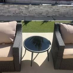 3 Pieces Wicker Outdoor Conversation Set With Side Table 