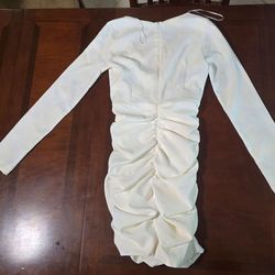 Zara White Cut Out Mini Dress with Long Sleeves