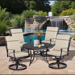 Beige Outdoor High Back Chair Cushions - Set of 3