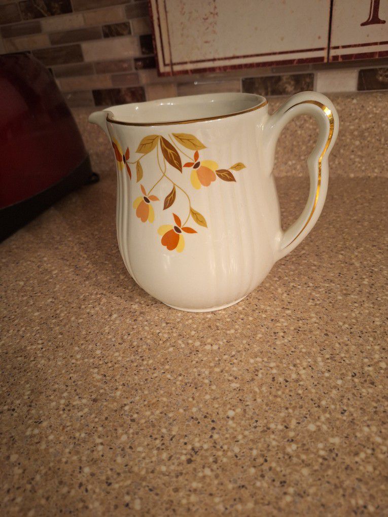 Vintage Hall China Autumn Leaf 6" Tall Water Pitcher 
