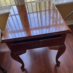 wooden table with drawer 