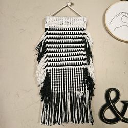 Black And White Macrame Wall Hanging 