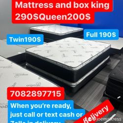 Huge sale for Mattress And Box Twin size mattress and box 150.$ full 190$ Queen 200$ king 290$. free delivery free set up 708….280….7715… cash or Zell