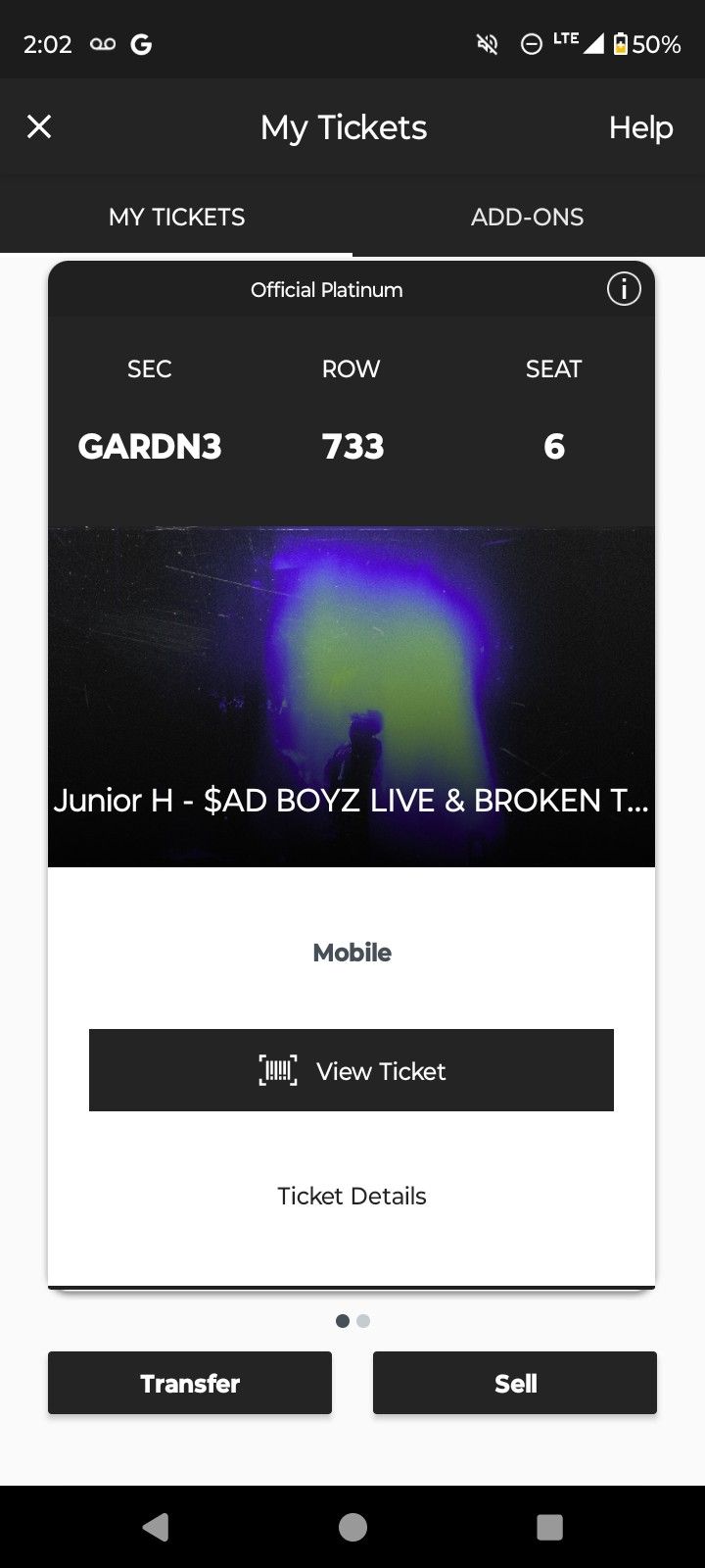 JUNIOR H TICKET FRIDAY HOLLYWOOD