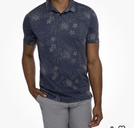Travis Mathew Polo Shirt XXL Men Navy Blue Floral Golf Calmer Waters 1MY109 NEW