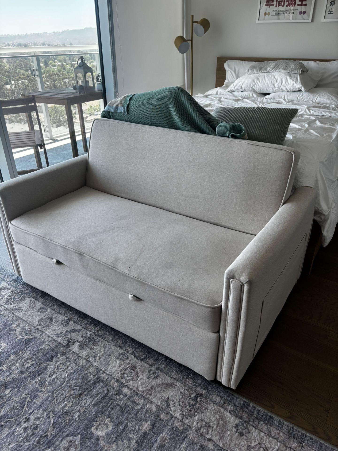 Convertible Sofa Bed – Light Beige (Great for Small Spaces!)