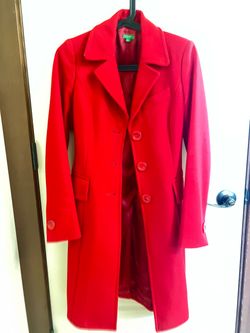 Red Wool-Blend Women's Long Coat