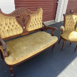 Victorian Style Loveseat And Chair