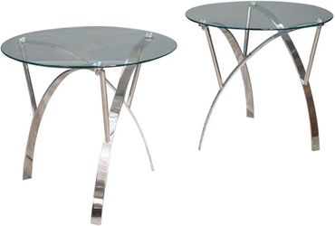 Round Glass End Table (Set Of 2)