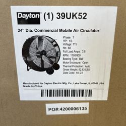 *NEW* Dayton 24” Commercial Mobile Air Circulator Fan 