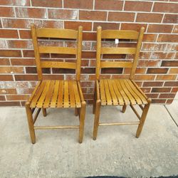 Pair of Vintage Ladder Back Chairs with SlatSeats.
