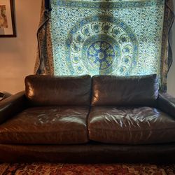 Restoration Hardware Distressed Italian Cocoa Leather Maxwell Classic Couch