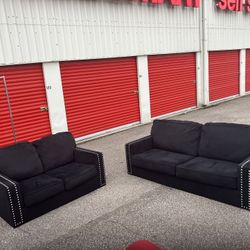 Black Suede Sofa/loveseat