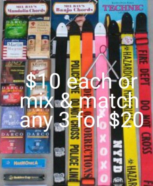 Brand New Guitar Straps And Accessories Mix And Match Any 3 For $20