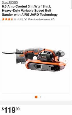 RIDGID 3x18 Corded Belt Sander