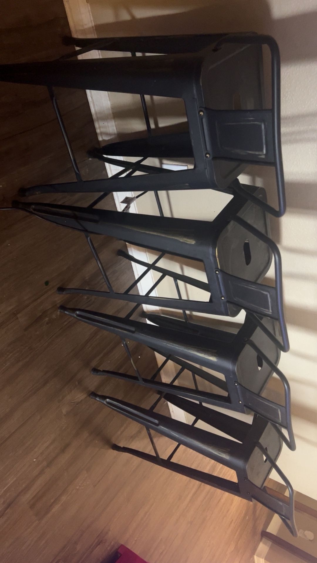 Bar Stools Set Of 4 Black And Rust Gold