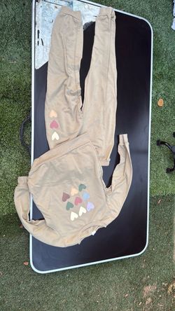 Kids Tan Heart Print Jumpsuit Onesie
