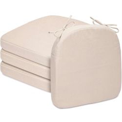 Chair Cushions for Dining Chairs, D-Shaped Non-Slip Seat Cushions with Removable Washable Covers & Ties, Chair Pads for Kitchen, Indoor Patio 17" x 16