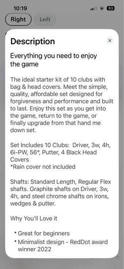 New 10 piece golf set not open