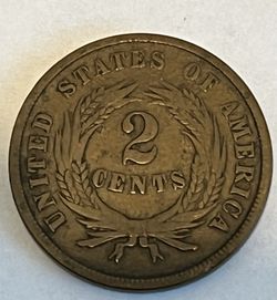 1865 2 Cent Coin.