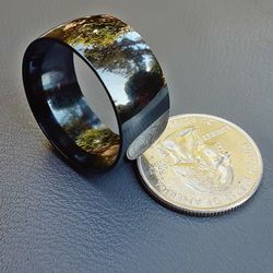 12MM Wide Black Stainless Steel Band Ring Size  14