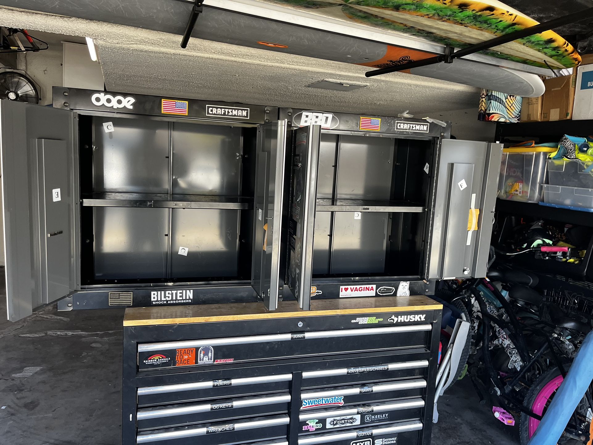 Tool Chest And Overhead Cabinets