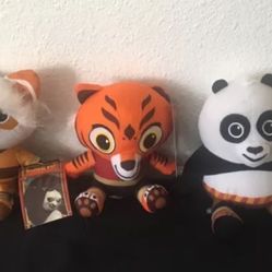 Kung Fu Panda Set of 3 Shifu TIGRESS Plush 6" Stuffed Animal Dreamworks Toy NEW