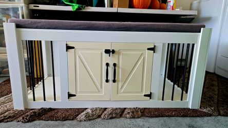 Furniture-Style Dog Crate / Indoor Kennel with Cushioned Top