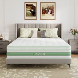 New Novilla 12" Medium Firm Gel Memory Foam Hybrid Mattress with CertiPUR-US and ACA Certified  New in box 2503M02044-12-F Crafted with the enveloping