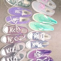 8 pair Converse and Vans size 6-6.5 Women