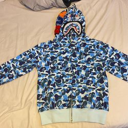 Light Blue Bape Hoodie ( Medium )