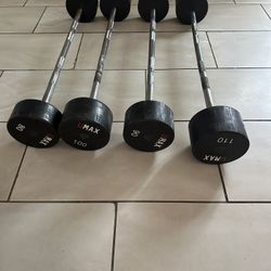 UMAX Urethane FIXED BARBELLS 110,100,90,80 pairs 380lbs total