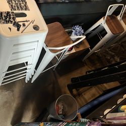 Off-White Metal/Wood Bar Stools (8)