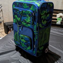 Target Brand Child Rolling Suitcase: Blue & Green Camo 