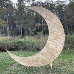 Crescent Moon - Wooden Moon - Party Decorations - Balloons Decoration - Birthday - Wooden Backdrops - Wood Names Sign - Round Business Logo