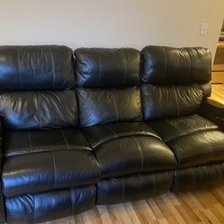 Black Leather Recliner Couch.