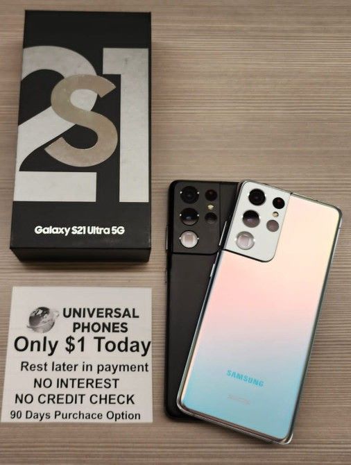 Samsung Galaxy S21 Ultra 5G 128gb Unlocked, FREE Smartwach/ Headphones. Pay $1 Today Rest in payments. NO CREDIT NEEDED FINANCING