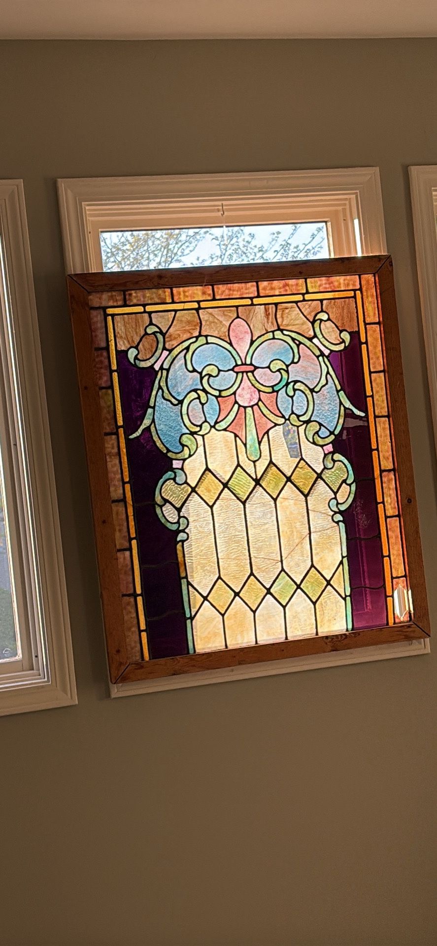 Stained glass window. Vintage