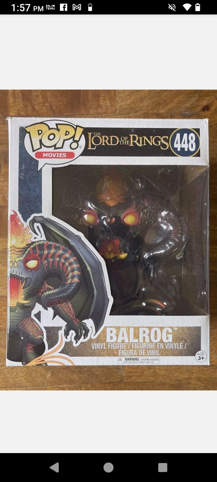 Lord Of The Rings Funko Pop! Figure Bundle Of X2 Balrog & Witch King